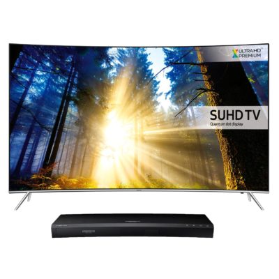 Samsung UE65KS7500 Silver - 65inch 4K Ultra HD Curved TV with Quantum Dot Colour & UBDK8500 Black - Smart 4K Blu-Ray Player with Built-in WiFi Samsung UE65KS7500 Silver - 65inch 4K Ultra HD Curved TV with Quantum Dot Colour & UBDK8500 Black - Smart 4K Blu-Ray Player with Built-in WiFi